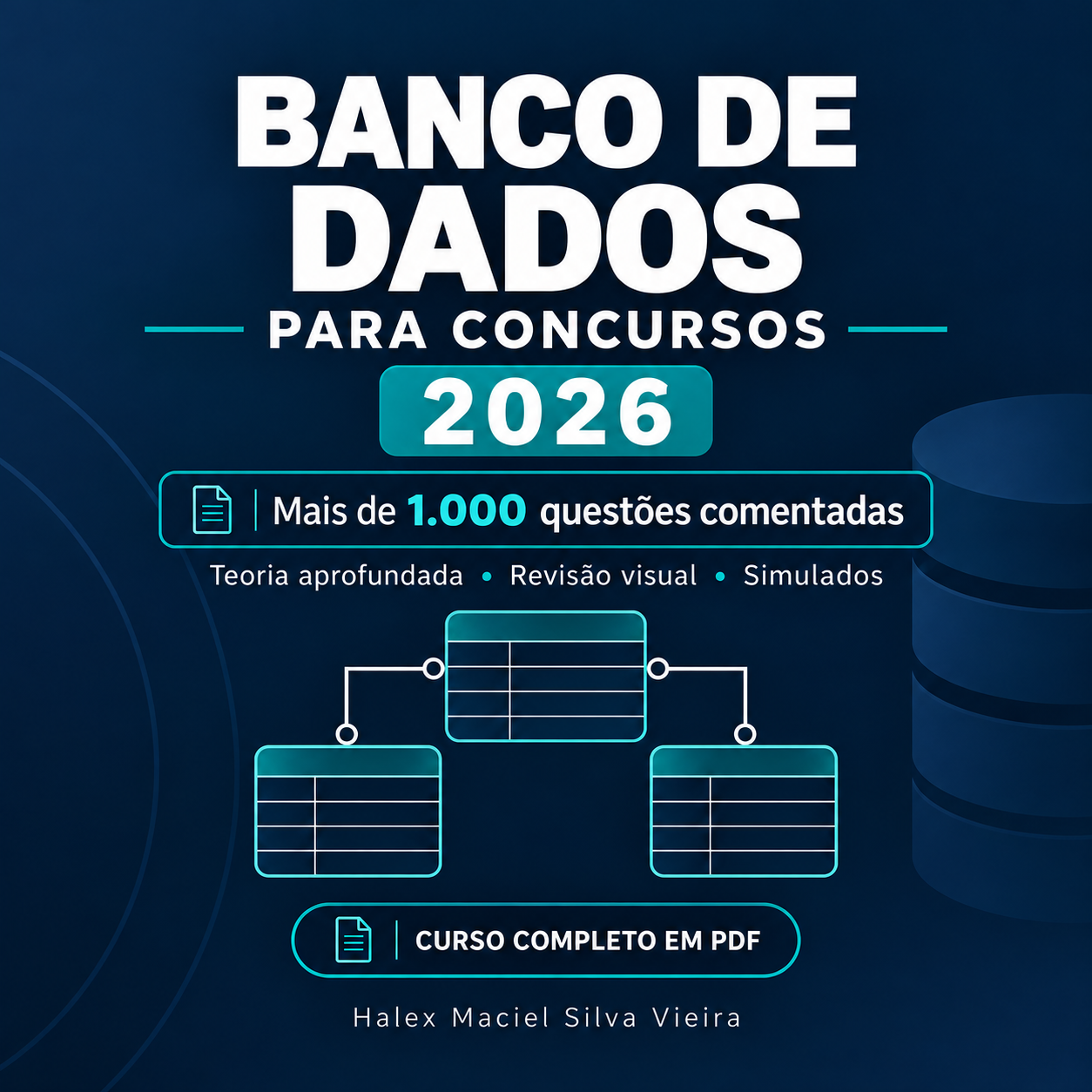 Capa de Banco de Dados para Concursos 2026, por Halex Maciel Silva Vieira